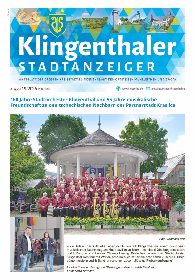 Klingenthaler Stadtanzeiger  Titelblatt 19/2026