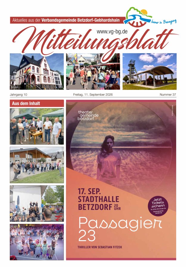 Aktuelles aus der VG Betzdorf-Gebhardshain Ausgabe Gebhardshain Titelblatt 37/2026