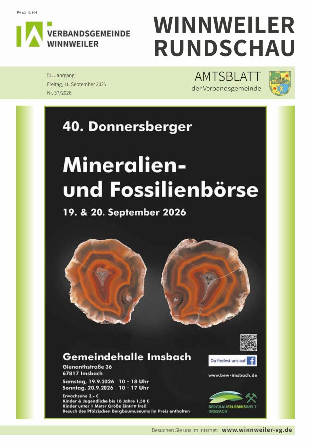 Winnweiler Rundschau Titelblatt 37/2026