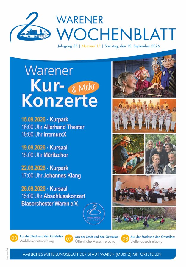 Warener Wochenblatt Titelblatt 17/2026