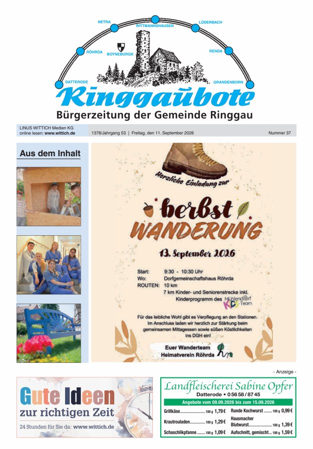 Ringgaubote Titelblatt 37/2026
