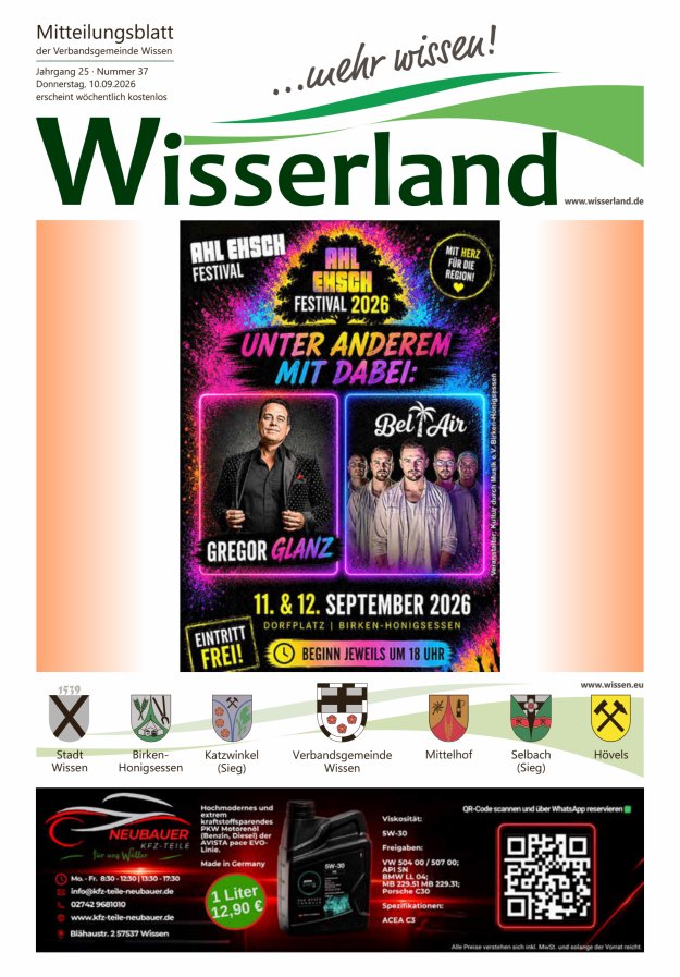 Mitteilungsblatt Wissen - Wisserland...mehr wissen! Titelblatt 37/2026