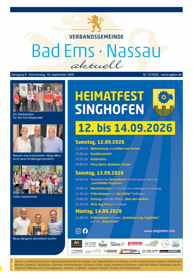 Bad Ems-Nassau aktuell Ausgabe Nassau Titelblatt 36/2026