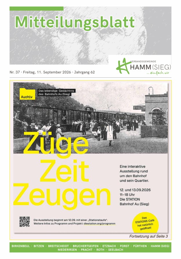 Mitteilungsblatt Hamm (Sieg) Titelblatt 37/2026