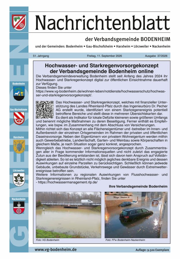 Nachrichtenblatt der VG Bodenheim              Titelblatt 37/2026