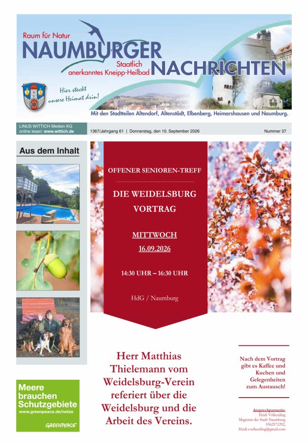 Naumburger Nachrichten Titelblatt 37/2026