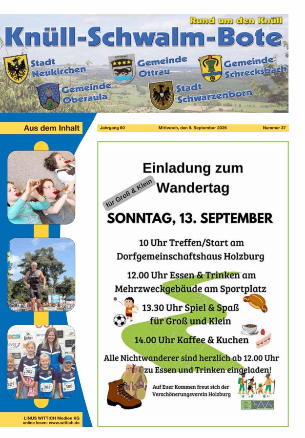 Knüll-Schwalm-Bote Titelblatt 37/2026