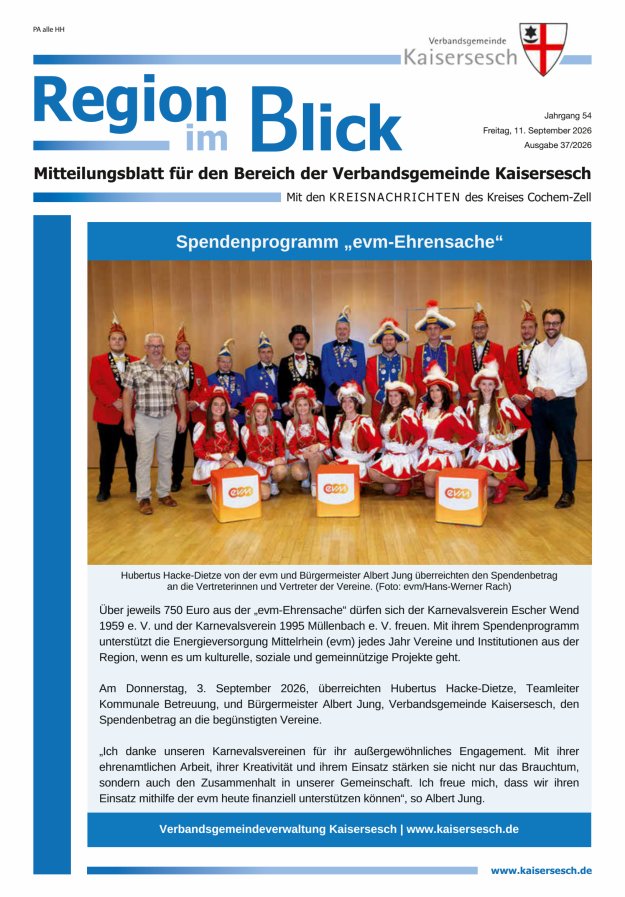 Region im Blick VG Kaisersesch Titelblatt 37/2026