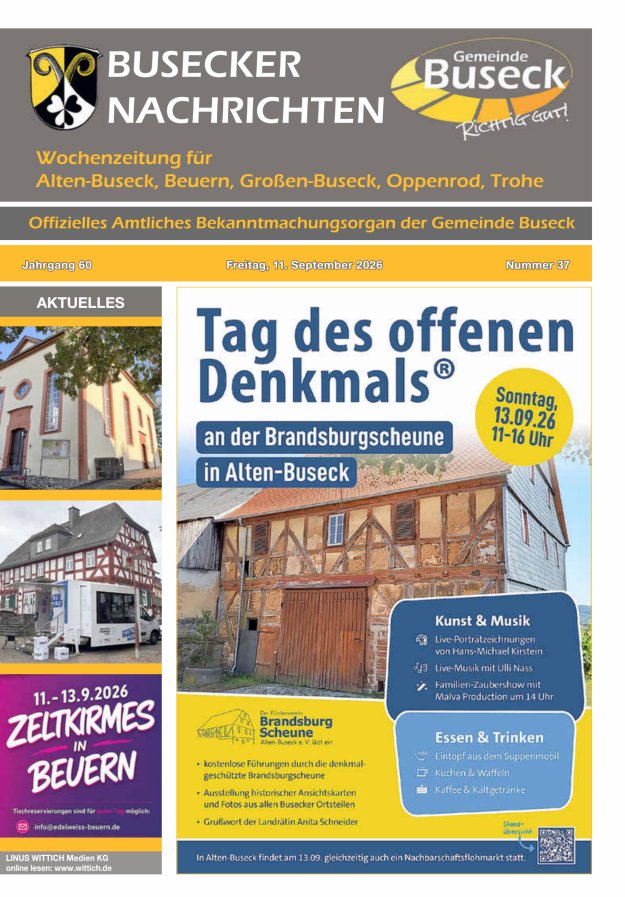 Busecker Nachrichten Titelblatt 37/2026