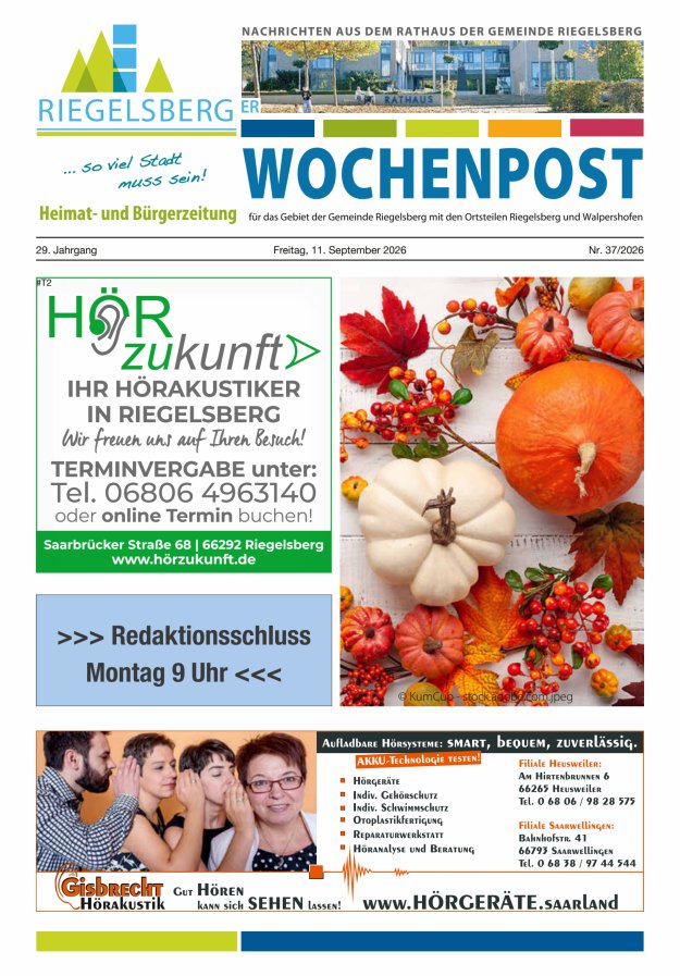 Riegelsberger Wochenpost Titelblatt 37/2026