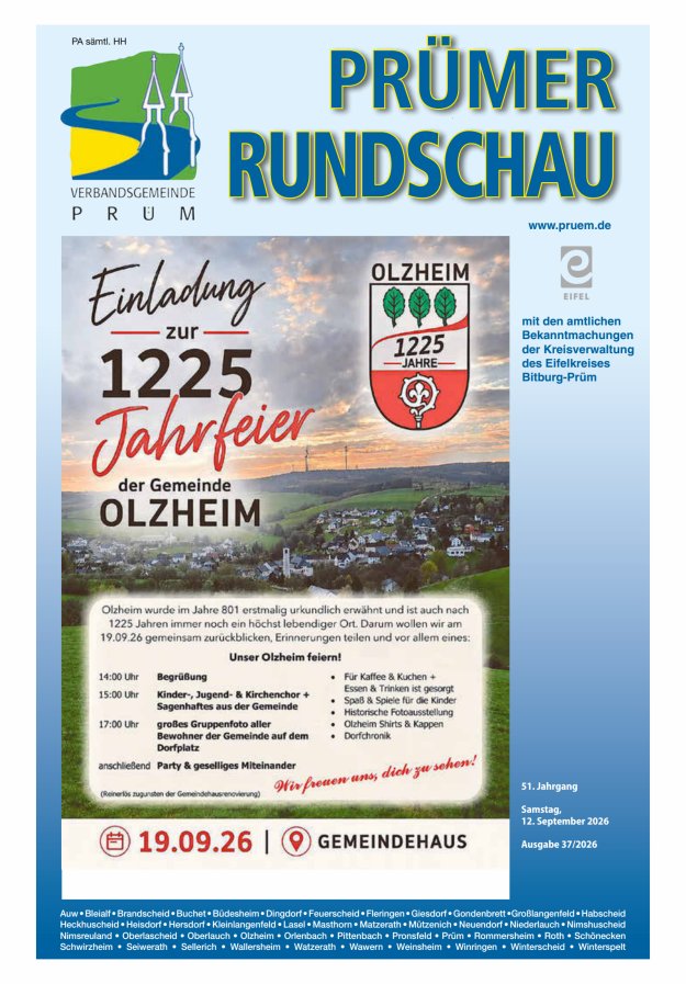 Prümer Rundschau Titelblatt 37/2026