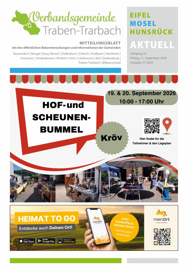 Eifel-Mosel-Hunsrück aktuell VG Traben-Trarbach Titelblatt 37/2026