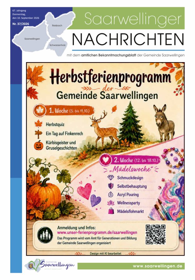 Saarwellinger Nachrichten Titelblatt 37/2026