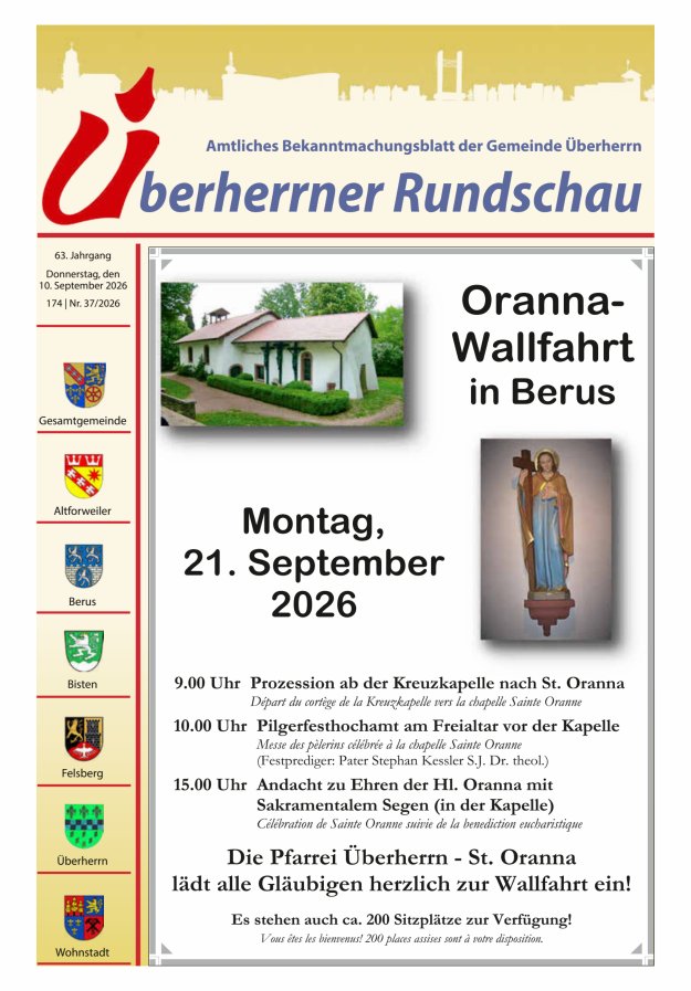 Überherrner Rundschau Titelblatt 37/2026
