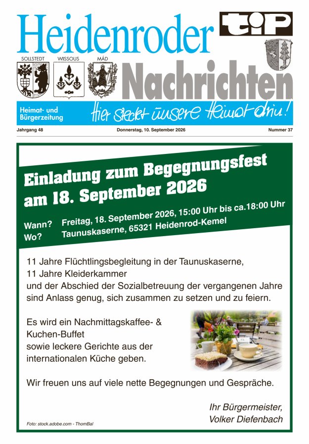 "tip" Heidenroder Nachrichten Titelblatt 37/2026