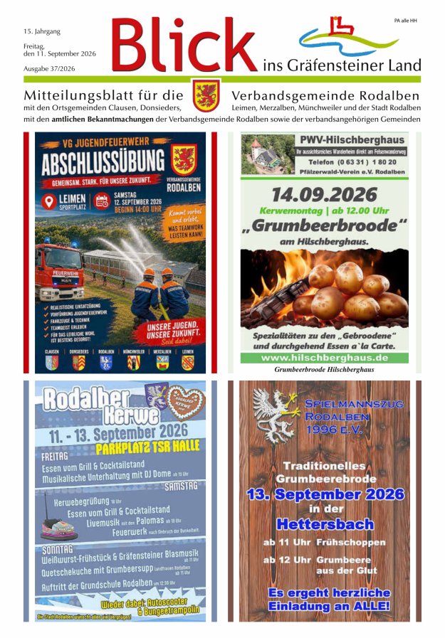 Blick ins Gräfensteiner Land VG Rodalben Titelblatt 37/2026