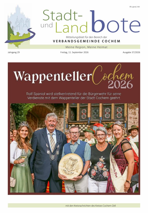 Stadt- und Landbote VG Cochem Titelblatt 37/2026