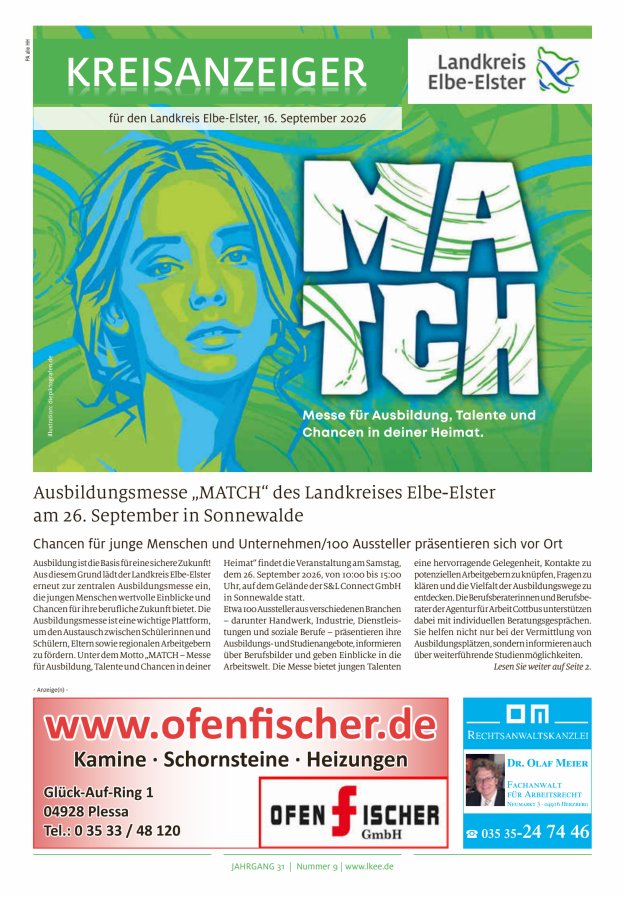 Kreisanzeiger für den Landkreis Elbe-Elster Titelblatt 09/2026