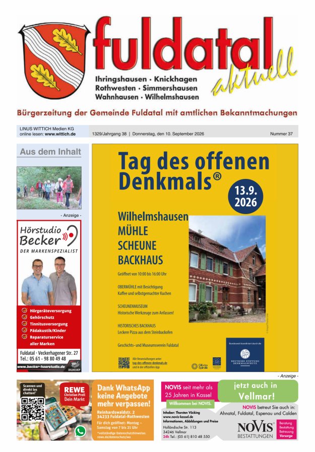 Fuldatal aktuell Titelblatt 37/2026