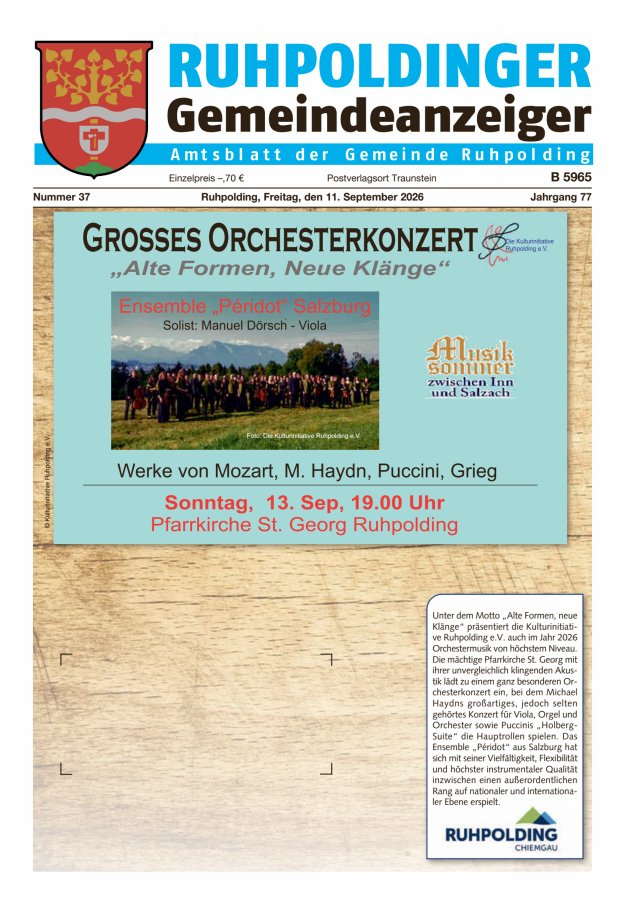 Ruhpoldinger Gemeindeanzeiger Titelblatt 37/2026
