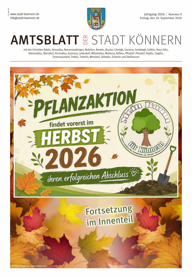 Anzeiger für die Stadt Könnern Titelblatt 09/2026