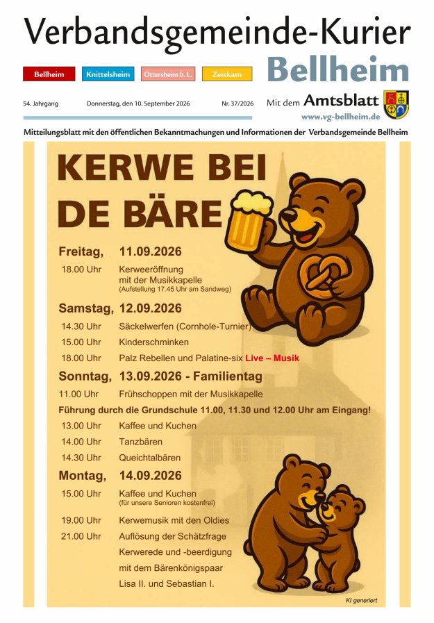 Verbandsgemeinde-Kurier Bellheim Titelblatt 37/2026