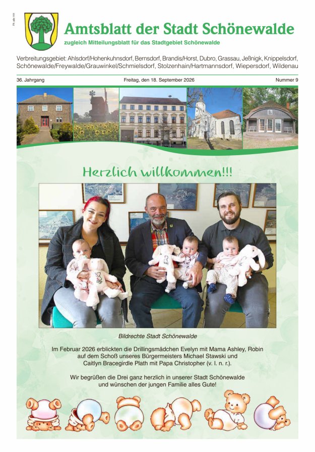 Amtsblatt der Stadt Schönewalde - Mitteilungsblatt für das Stadtgebiet Titelblatt 09/2026