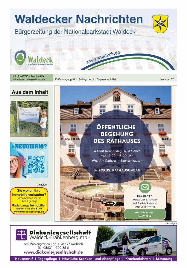Waldecker Nachrichten Titelblatt 37/2026