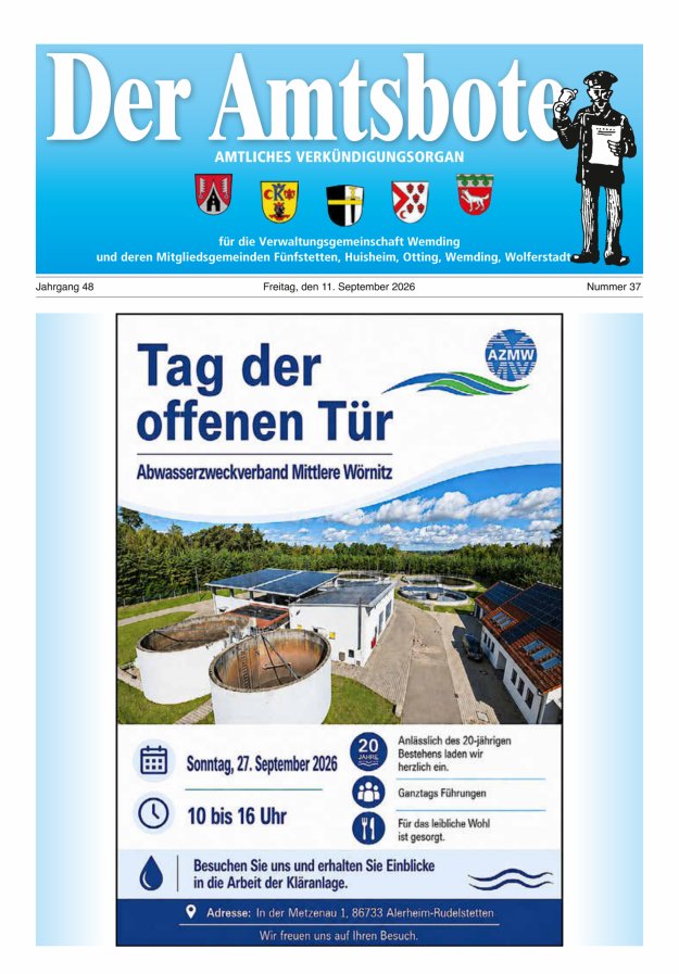 Der Amtsbote - Wemding Verwaltungsgemeinschaft Titelblatt 37/2026