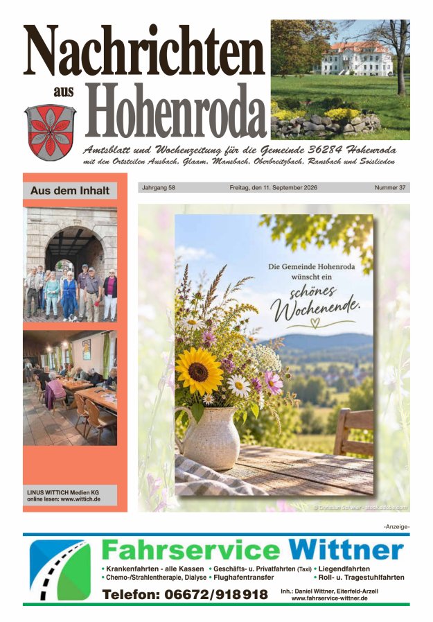 Nachrichten aus Hohenroda Titelblatt 37/2026
