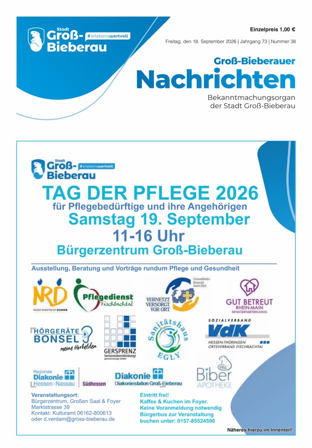 Groß-Bieberauer Nachrichten Titelblatt 38/2026