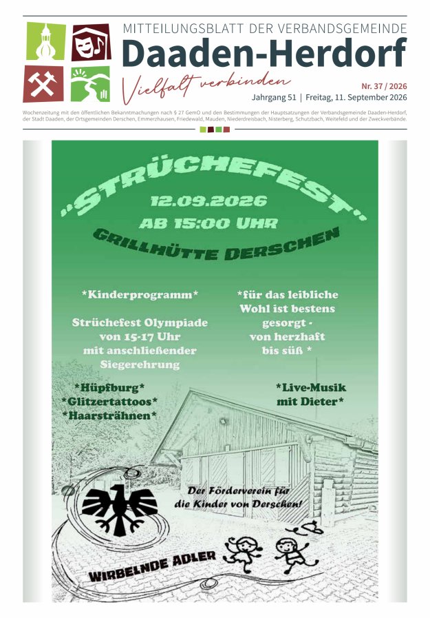 Mitteilungsblatt der Verbandsgemeinde Daaden-Herdorf Titelblatt 37/2026