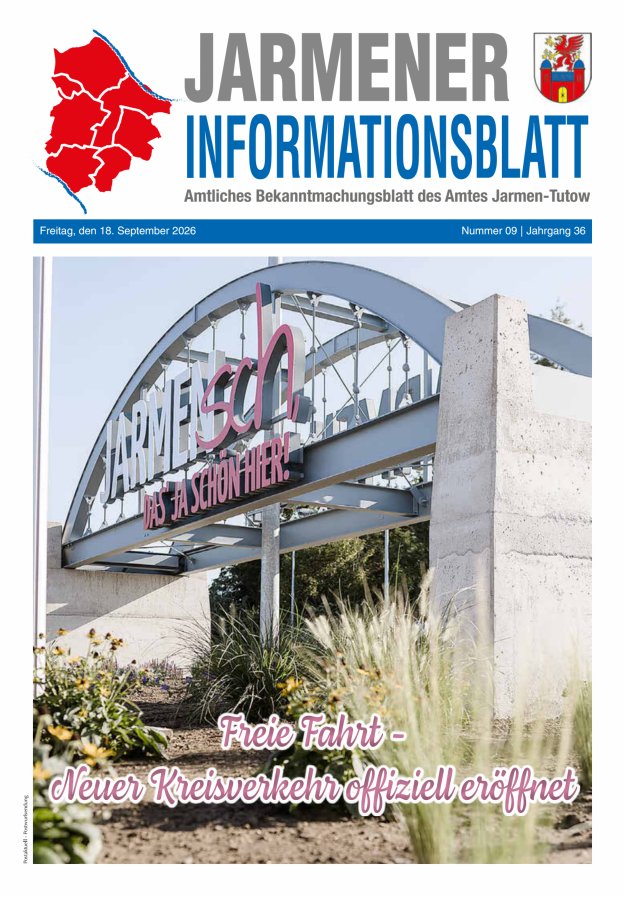 Jarmener Informationsblatt Titelblatt 09/2026