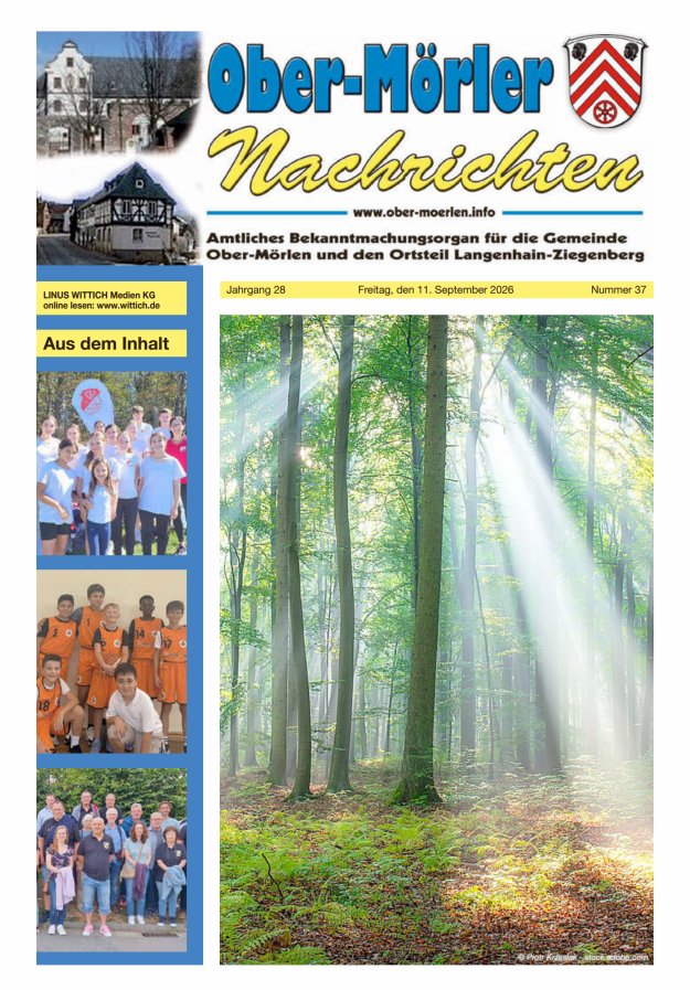Ober-Mörler Nachrichten Titelblatt 37/2026