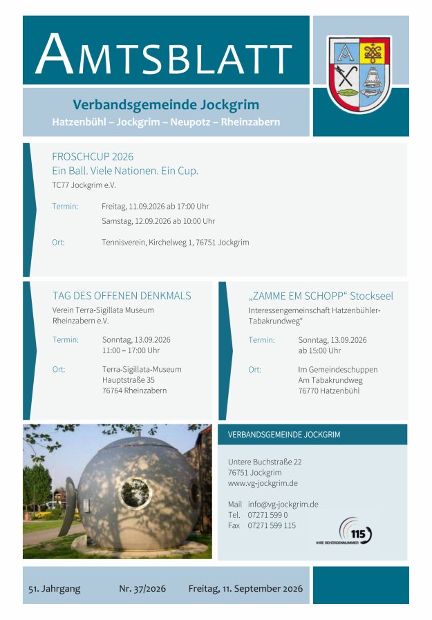 Amtsblatt VG Jockgrim Titelblatt 37/2026