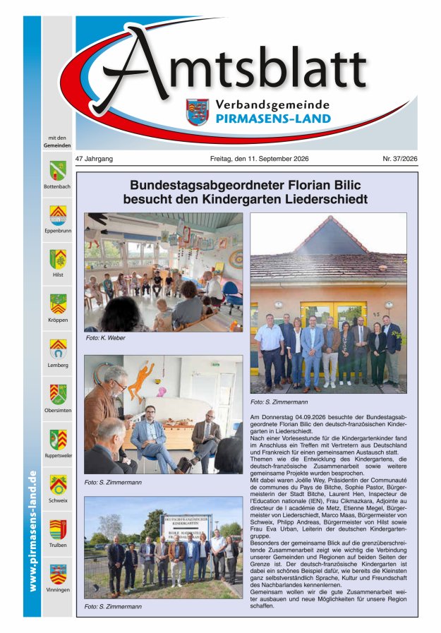 Amtsblatt VG Pirmasens-Land Titelblatt 37/2026