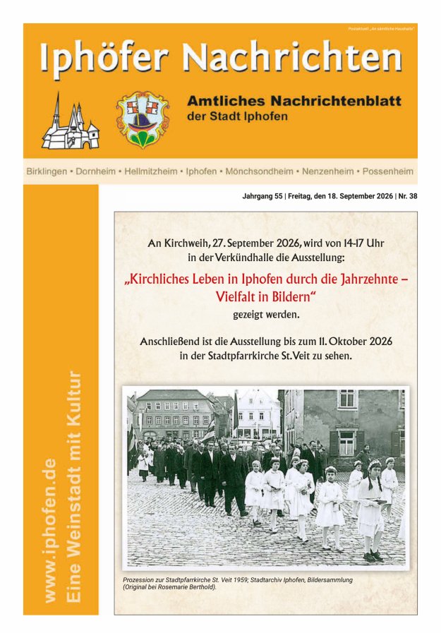 Iphöfer Nachrichten Titelblatt 38/2026