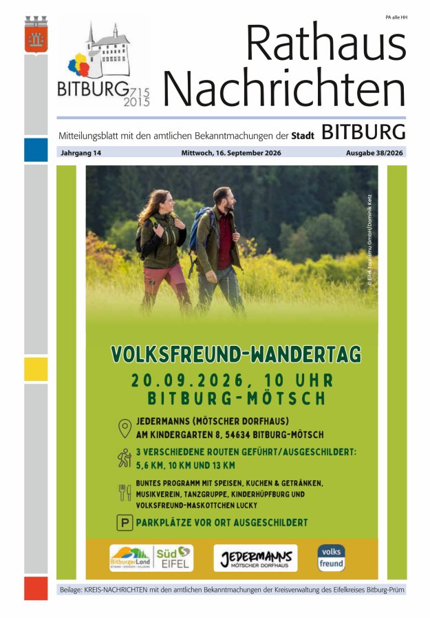 Rathaus-Nachrichten Bitburg Titelblatt 38/2026