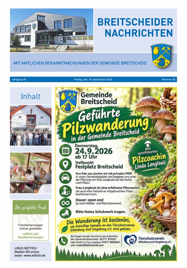 Breitscheider Nachrichten Titelblatt 38/2026
