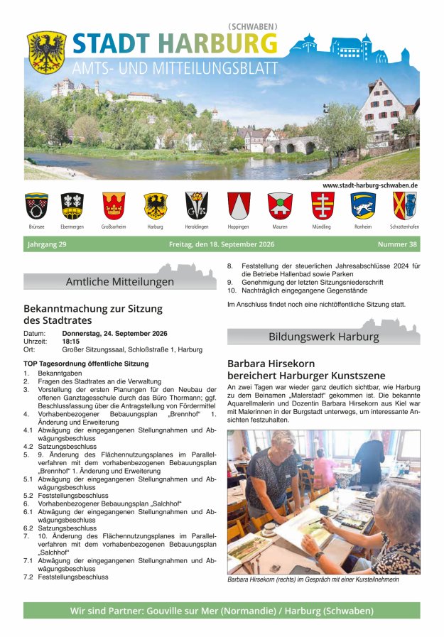Amts- und Mitteilungsblatt der Stadt Harburg Titelblatt 38/2026