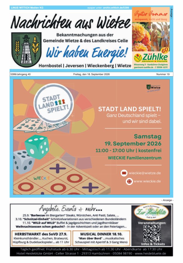 Nachrichten aus Wietze Titelblatt 19/2026