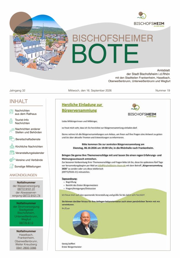 Bischofsheimer Bote Titelblatt 19/2026