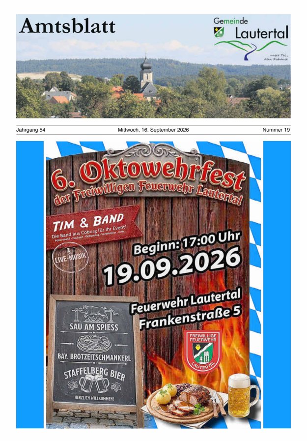 Amtsblatt der Gemeinde Lautertal Titelblatt 19/2026
