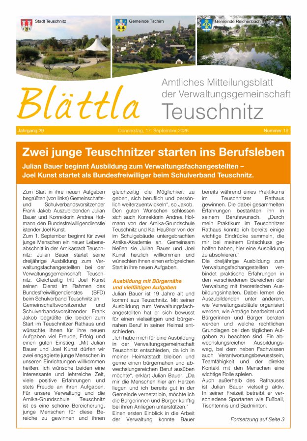 VG-Nachrichten Teuschnitz Titelblatt 19/2026