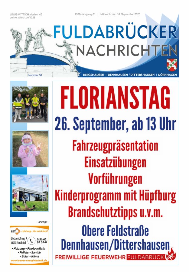 Fuldabrücker Nachrichten Titelblatt 38/2026