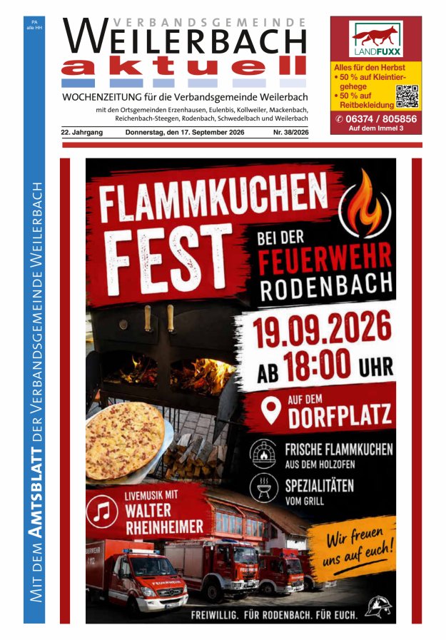 Verbandsgemeinde Weilerbach aktuell Titelblatt 38/2026