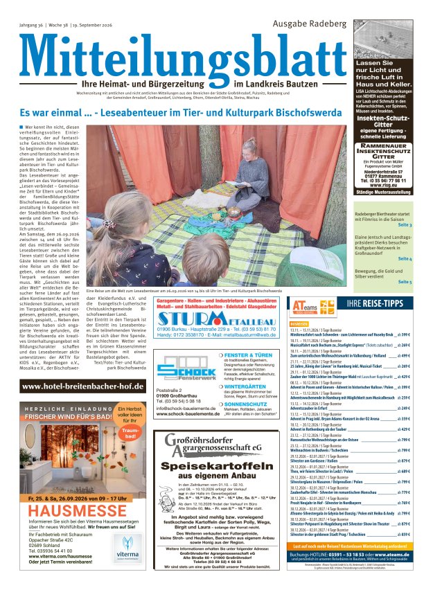 Mitteilungsblatt LK Bautzen Ausgabe Radeberg Titelblatt 19/2026