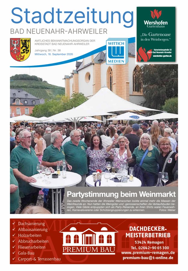 Stadtzeitung Bad Neuenahr-Ahrweiler Titelblatt 38/2026