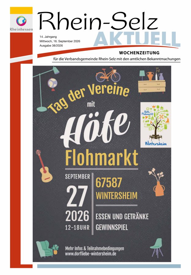 Rhein-Selz aktuell Titelblatt 38/2026