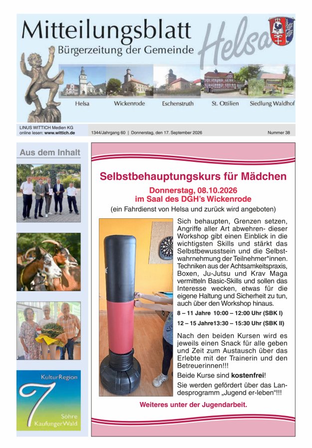 Mitteilungsblatt Helsa Titelblatt 38/2026